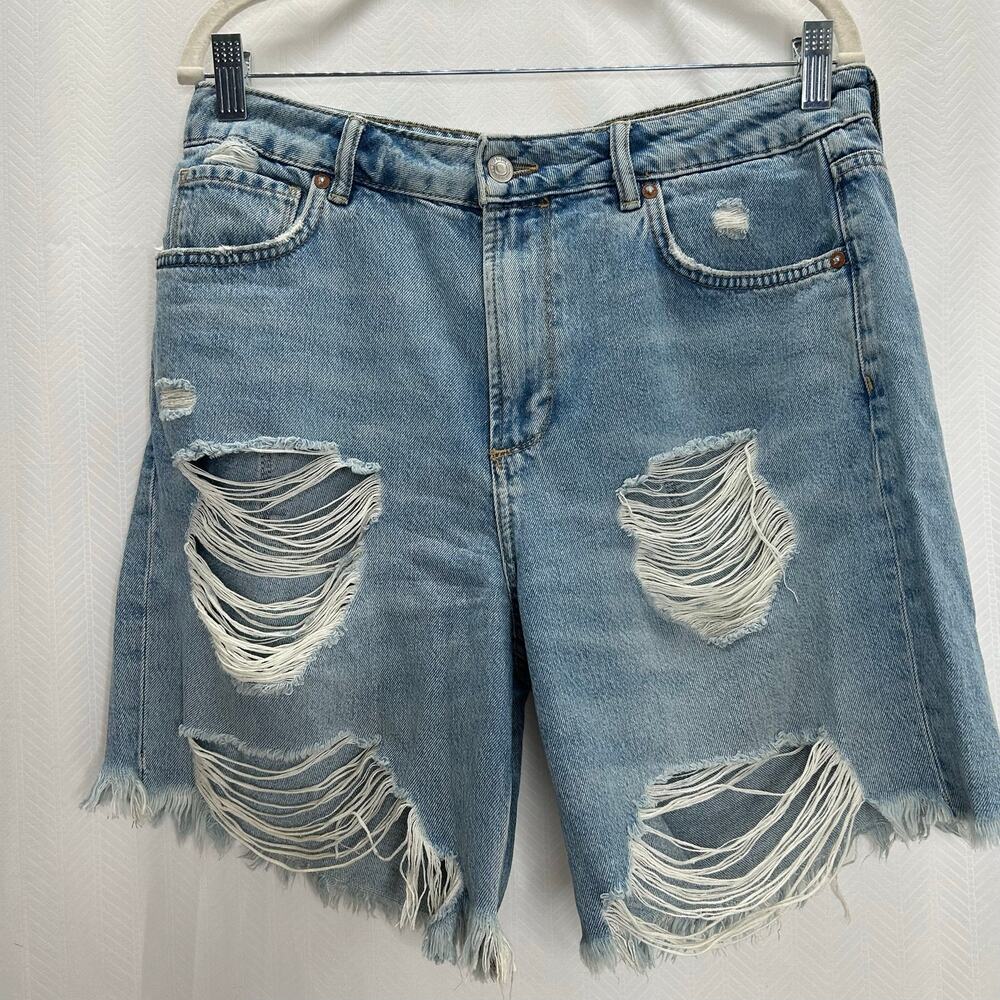 Allsaints woman’s blue jean shorts distressed cutoffs 27